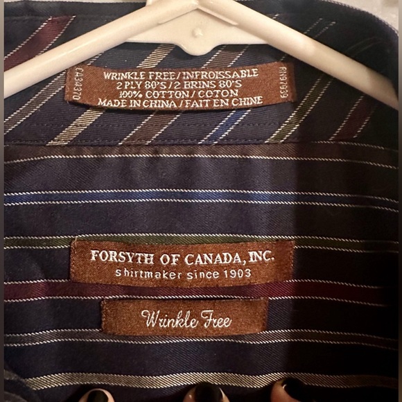 Men’s Forsyth Of Canada Button Down Shirt Vertical Stripe Blue Green Size Large - Picture 2 of 4